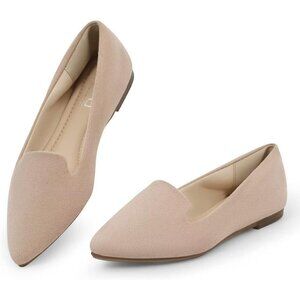 Musshoe Flat Shoes Women Cream Microfiber Comfortable Slip on Flats Shoes